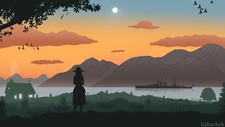 Landscape gabachek 2d flat mountains river women people Custom Gaming Mat Desk