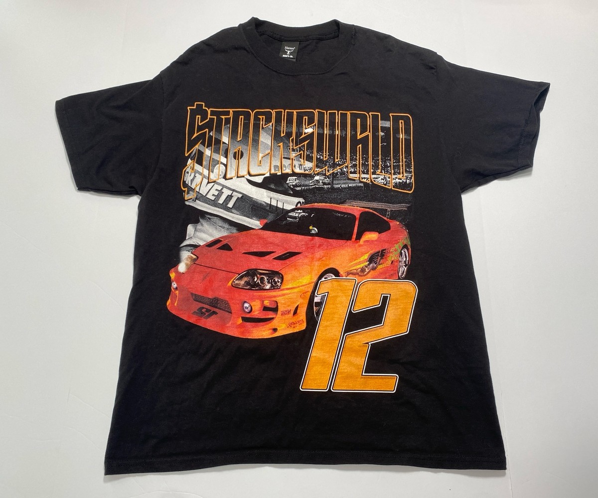 Stackswrld Men's Large Racing Graphic T-Shirt Toyota Supra MK IV