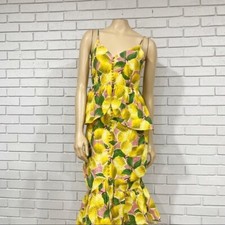 Farm Rio Fresh Lemons Ruffle Midi Dress - Size Small