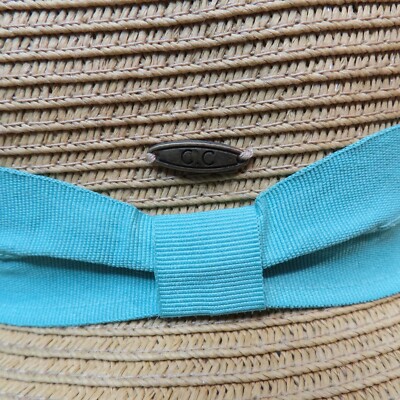 CC Exclusives Sun Hat Natural Paper Polyester Woven Aqua  display picture 3