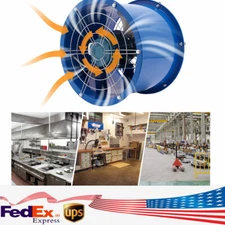 16" Axial Fan Blower Cylinder Pipe Spray Booth Paint Fumes Exhaust Extractor Fan