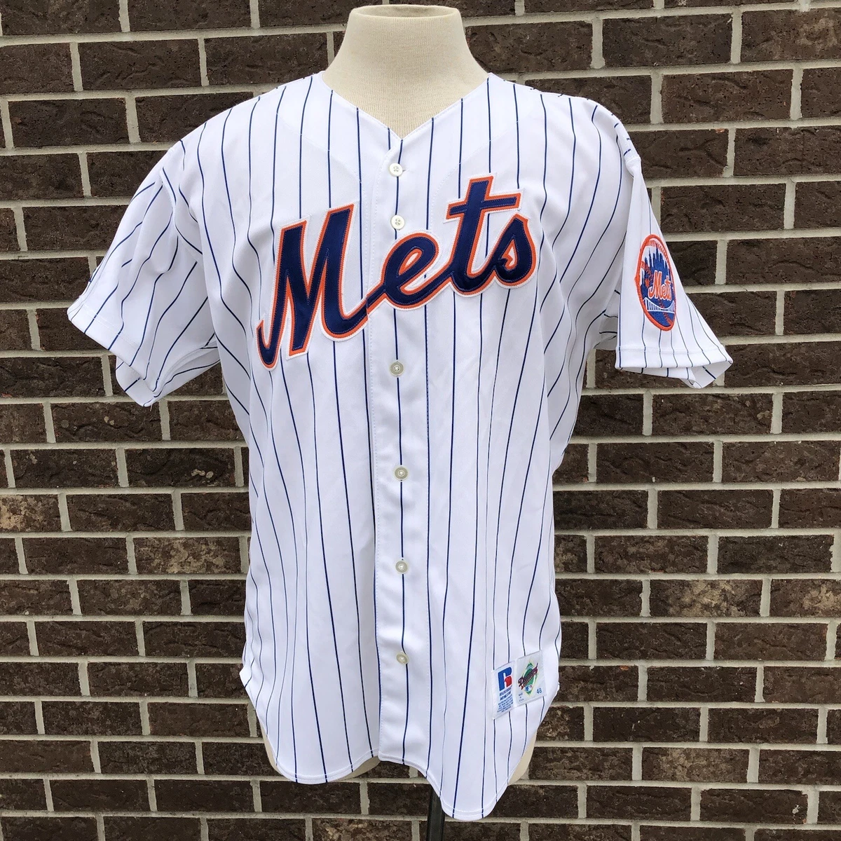 Vintage New York Mets Russell Athletic BLANK Pinstripe Authentic Jersey 48  / XL