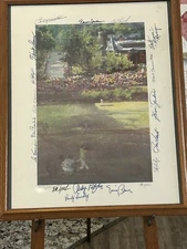 Chicago Cubs Tom Lynch Wrigley Field Water Color Print, w/ 16 Signatures