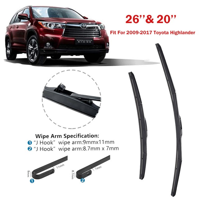 Toyota Highlander Windshield Wipers Size