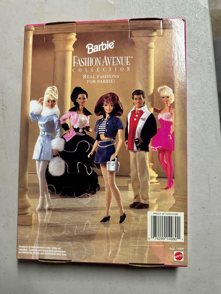 Barbie Fashion Avenue 1996 - Robe Mauve, Sac & Chaussures, Poupée Mattel NRFB