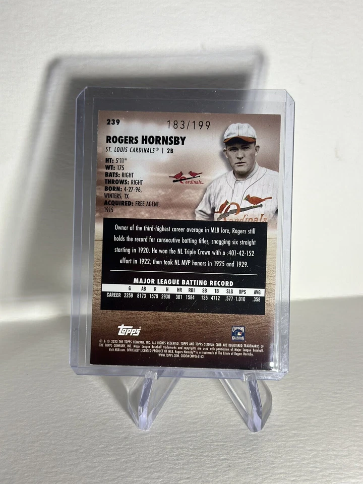 2023 Topps Stadium Club - Orange Foil #239 Rogers  Hornsby /200 - Image 2 of 2