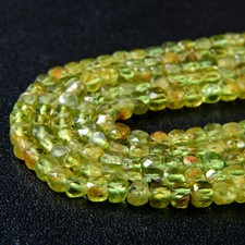 3MM Natural Peridot Gemstone Grd AA Micro Faceted Cube Loose Beads P44