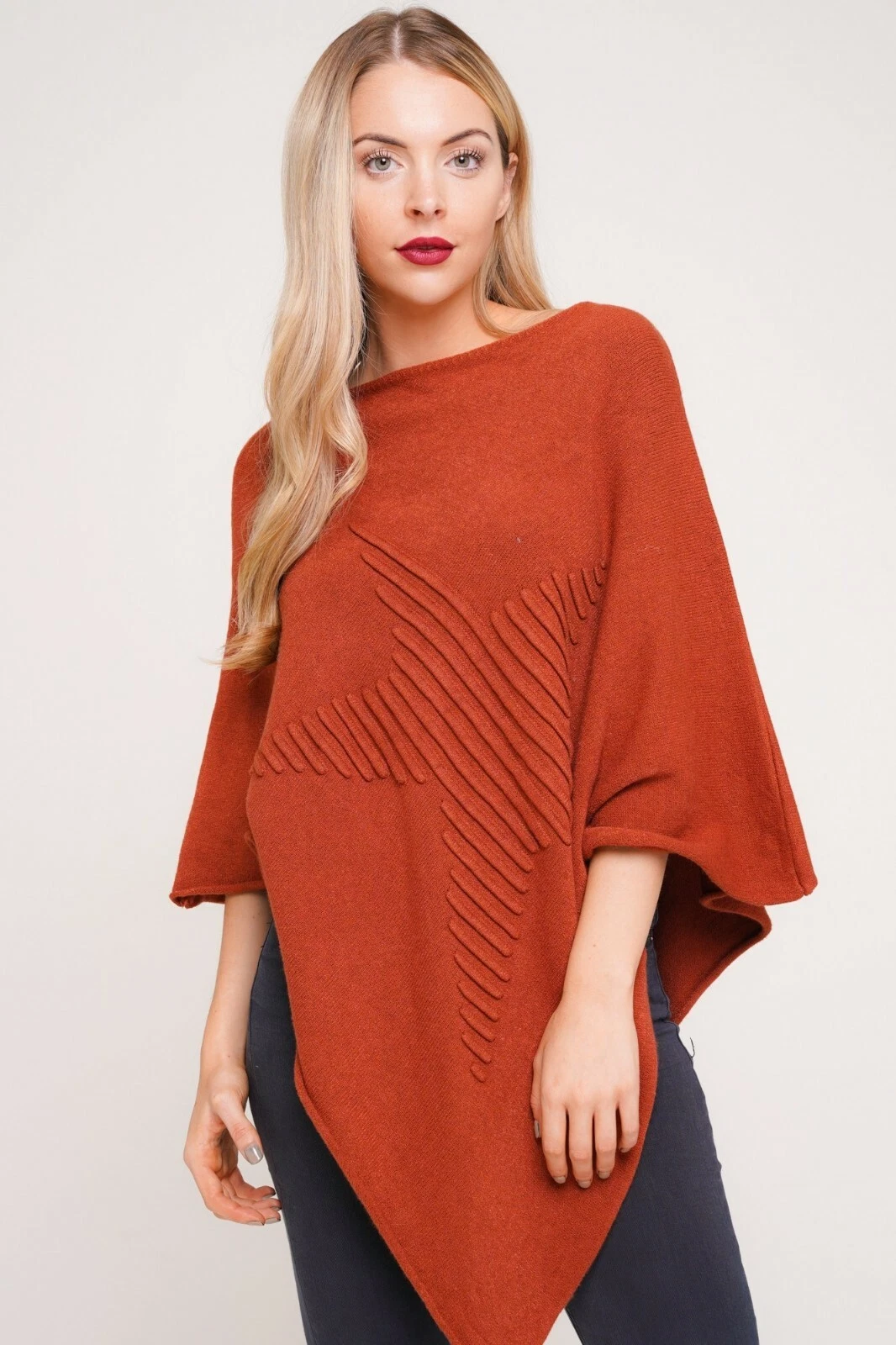 Ladies Women's Italian Lagenlook Casual Winter Knitted Ribbed Star Poncho Jumper
Opens in a new wind