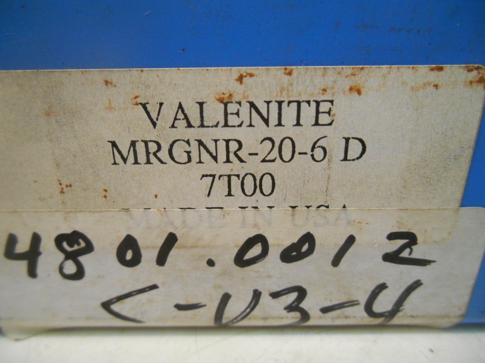 NIB Valenite MRGNR-20-6 D Indexable Toolholder:  1-1/4" Square Shank, 6" OAL