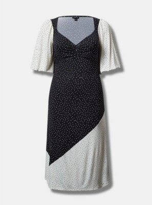 Torrid Maxi Studio Knit Mix Polka Dot Print Dress Black White 3 3X 22 24 #E65032