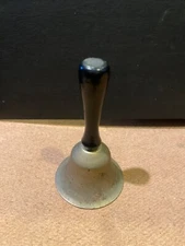 Vintage Hand Held School Dinner Bell Black Wood Handle
