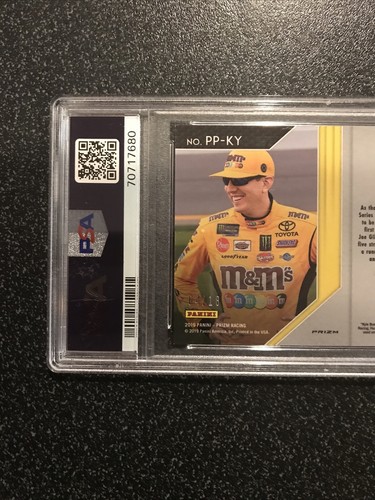 KYLE BUSCH 2019 Panini Prizm Racing Patented Penmanship Gold Auto #04/10 PSA 9 - Picture 4 of 6