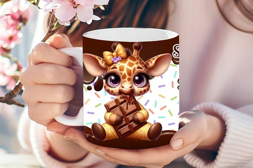 Tasse mit lustiger Giraffe und Spruch Schokolade löst keine Probleme - Bild 2 von 4