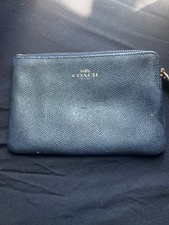 coach corner zip wristlet navy blue