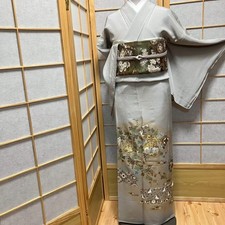 8124 Japanese Tomesode Kimono Vintage Womens Silk Fabric Robe Kimono only sold