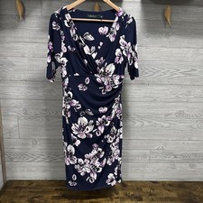 Lauren Ralph Lauren Office Siren Sunday Floral Dress Size 8 Ruched Sheath V-Neck