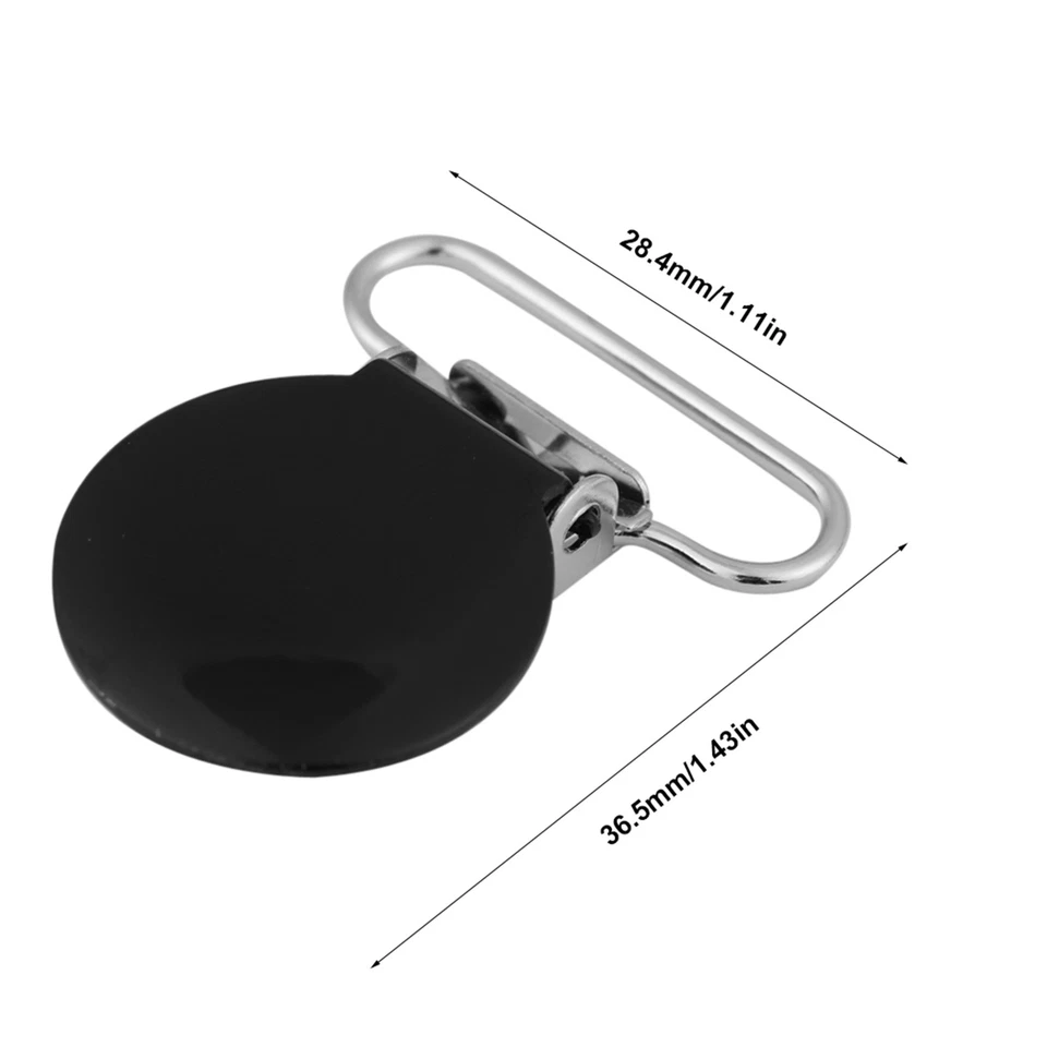 (Black)10Pcs 25mm Round Suspender Braces Pacifier Strap Holder Clip DIY - Image 4 of 4