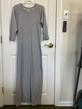 Natori Gray Maxi Dress 3/4 Sleeve Size Small Saks 5th Ave Comfy Casual