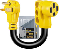 NEMA 6-50P to 14-50R EV Charger Adapter Cord, STW 6AWG 50 Amp 240V/250 Volts, 3-