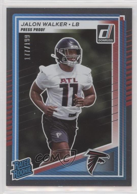 2025 Panini Donruss Rated Rookie Press Proof Silver /199 Jalon Walker #344 v3r