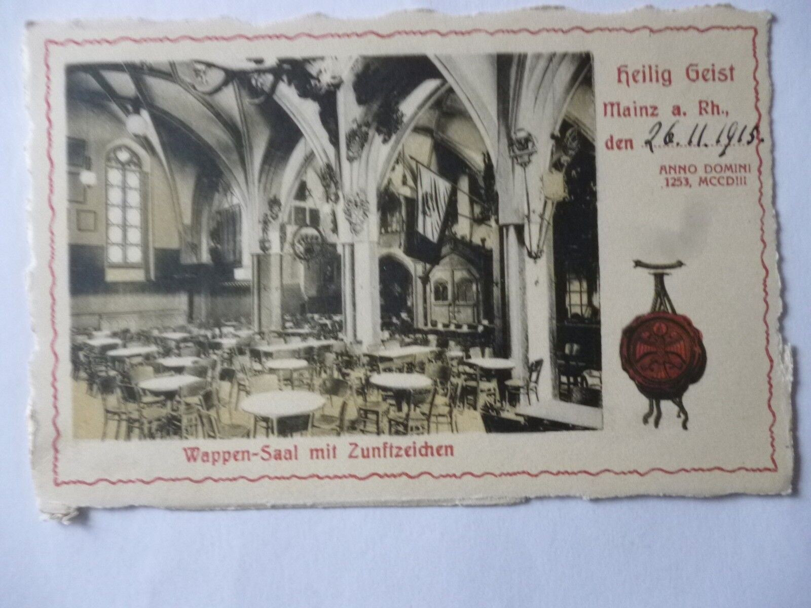 Ansichtskarte Mainz 1915 Heilig Geist Wappen-Saal mit Zunftzeichen