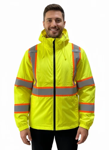 ANSI Class 3 High Visibility Safety Jacket Waterproof Hi-Vis Yellow Windbreaker - product listing photo