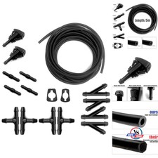 Universal Windshield Washer Hose Kit 5m Fluid Tubing 12 Connectors 2 Fan Nozzles