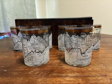 Vintage CERA 10 Year Dow Jones Industrial Average Glass (1958-1968) Set Of 6