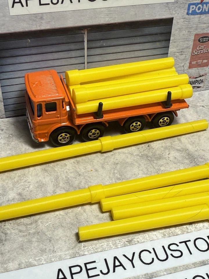 6 новых желтых труб для сверхбыстрого трубопровода грузовика Lesney Matchbox No 6 труб 10-D - Изображение 3 из 4