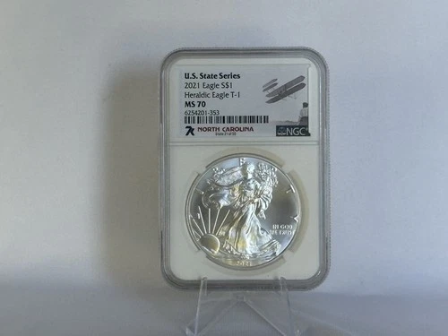 7K Metals 2021 S$1 US State Series NORTH CAROLINA MINT 7777 1oz Silver NGC MS70