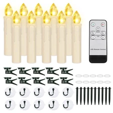LED Window Candles with Remote Timer, Battery Operated Flameless Taper Candle