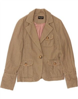 MASSIMO DUTTI Womens 1 Button Blazer Jacket UK 12 Medium Beige Houndstooth AI03