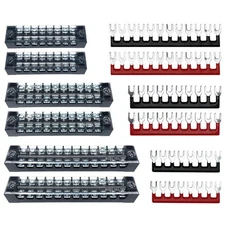 6 Sets 4/5/6 Positions 600V 15A Terminal Blocks Ground Circuit Dual Row Bus Bar 