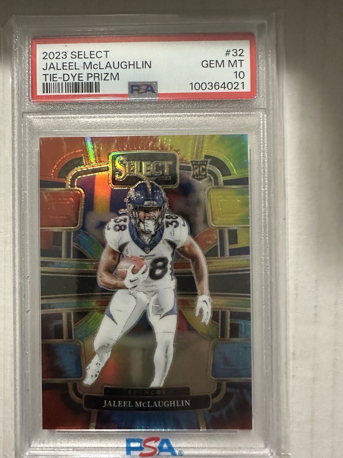 2023 Select Jaleel McLaughlin RC Tie Dye /25 PSA 10 Gem Mt Concourse