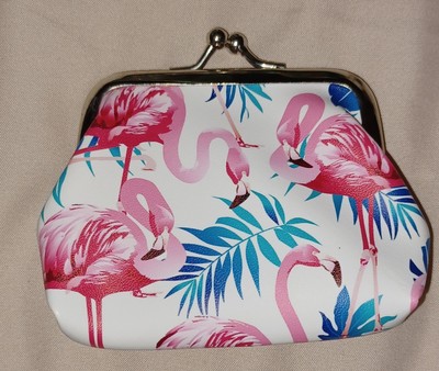 Cute Flock of Pink Flamingos Coin Pouch Change Purse Kiss Lock NEW