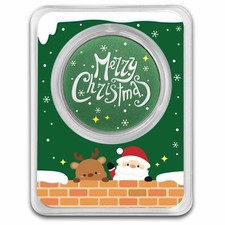 1 oz Silver Colorized Round - Merry Christmas Santa & Reindeer 97.83 per troy oz