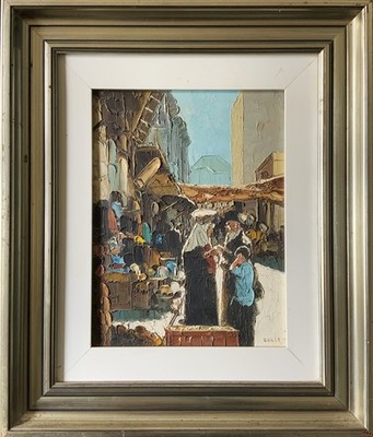 Zeitgenössisches Impasto Ölgemälde Arabischer Markttag Impressionist signiert