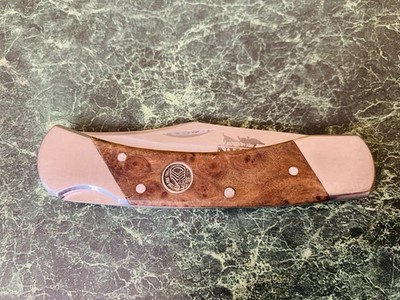Woodcraft Sarge Burl NWTF Logo 440C Stainless Steel Folding Pocket Knife