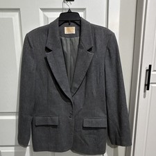 Vintage 70s Pendleton Wool Blazer Gray Womens Medium Made in USA Classic