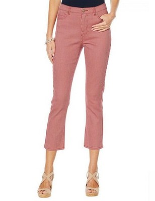 DG2 Diane Gilman Stretch Pinstripe Crop Jean Wine Red 14 New