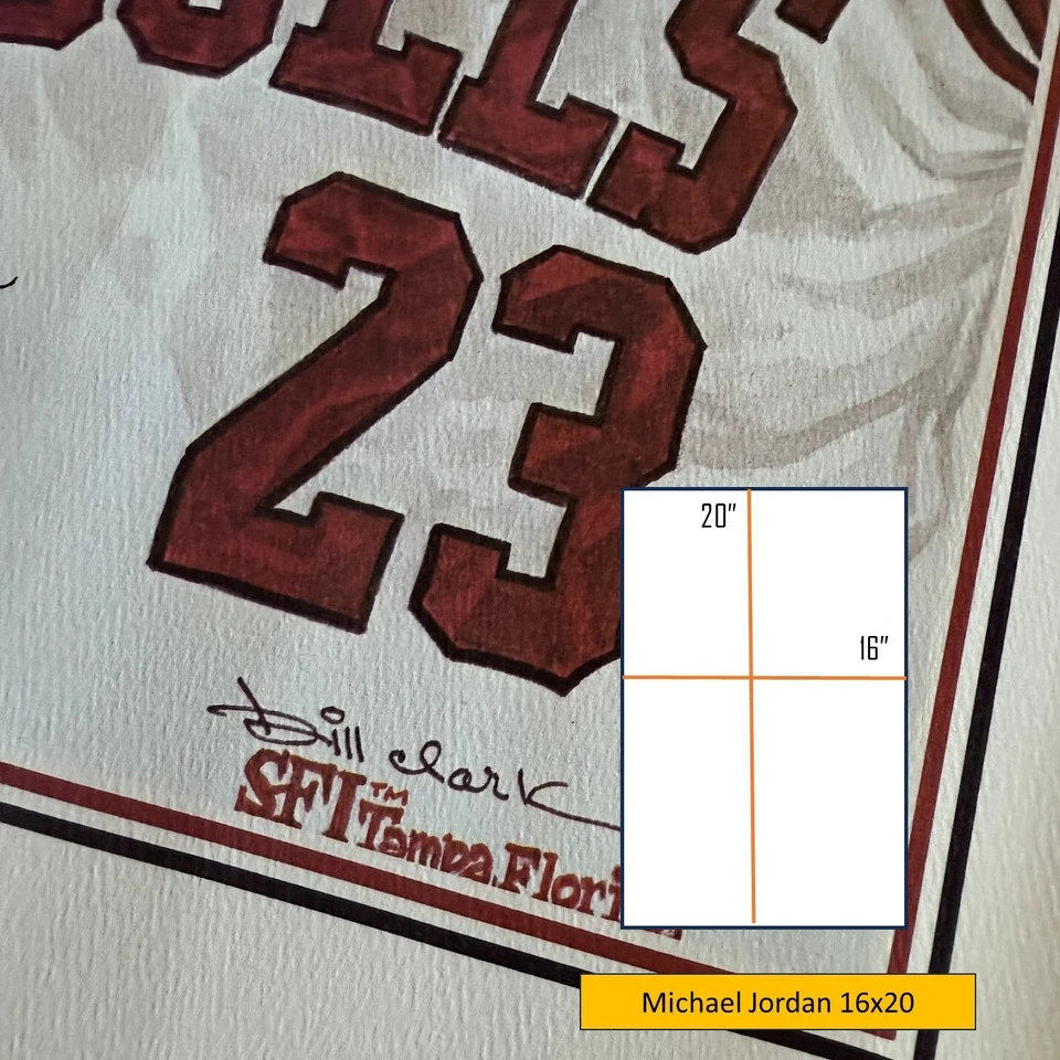 Póster oficial impreso de Michael Jordan de los Chicago Bulls de la NBA de colección arte por Bill Clark Foto 2 de 4