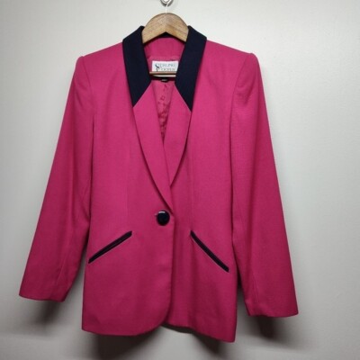 Stirling Cooper Vintage Blazer Jacket Women Size 6 Pink Black Retro Careerwear