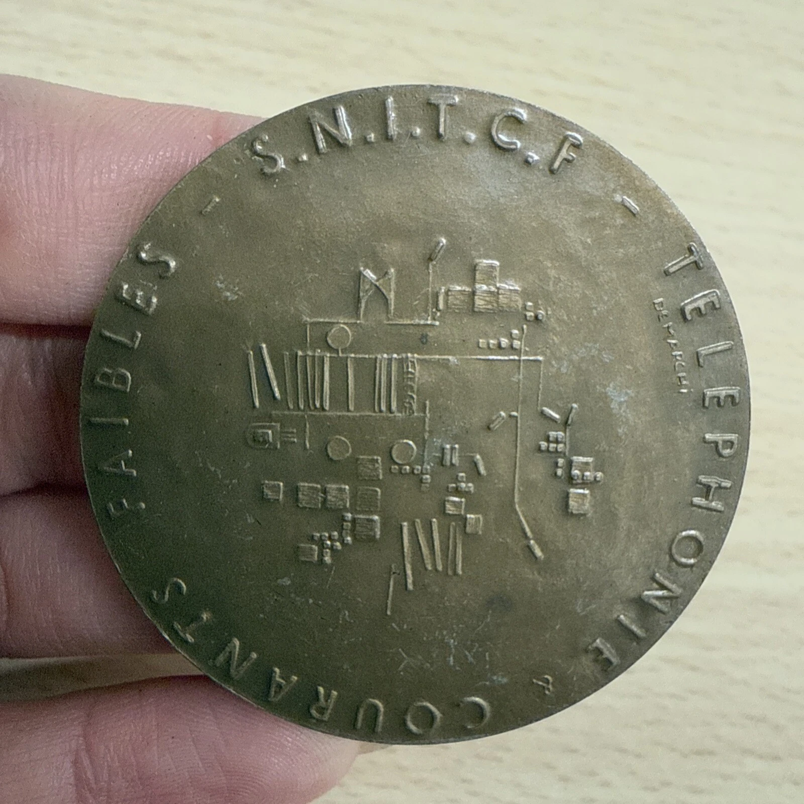 Médaille Courants Faibles S.N.I.T.C.F Téléphonie En Bronze 1985