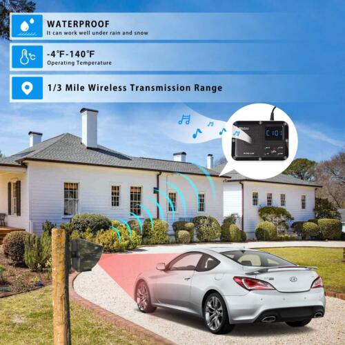 Wuloo 1/3mile Driveway Alarms Solar Powered Outside Weatherproof Motion Sensors - Picture 2 of 8