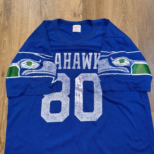 Vintage Seattle Seahawks Jersey Shirt Mens Steve Largent 80s Rawlings NFL Large - Picture 6 of 17