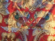 2 x Ralph Lauren Jardiniere EURO Sham Italy Cotton Red Gold Floral Set 28 x 23