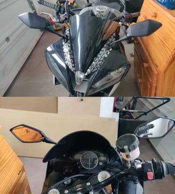 🏍️ M2S Carbon Look Mirror Pair – For Yamaha YZF R1, R6, R7, R3, R25 (Left & Right + Fittings!)