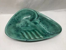 Vintage Ashtray Ceramic Retro Mid Century Modern Made In America Green Atomic