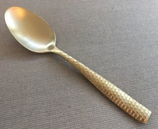 Fortessa Lucca Faceted Brushed Gold 1 Oval Soup Place Spoon Honeycomb Hammered