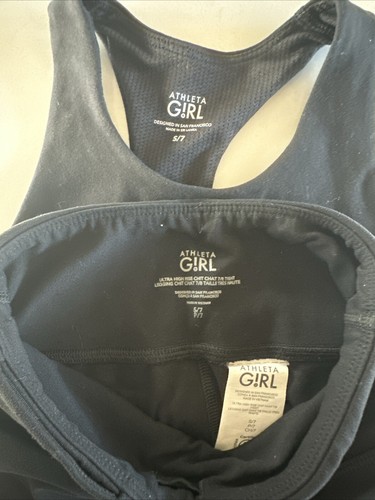 Athleta Girl Size Small (7) 2 Piece Workout Set Sports Bra And Legging Black - Picture 2 of 5